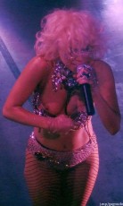 32811, SAN ANTONIO, IBIZA - Friday July 24 2009. Oops! Lady Gaga suffers a wardrobe malfunction during a gig at Pete Tong's Wonderland in Ibiza. The singer was wearing a bejeweled bra which seemed a few sizes too small and after her nipple slipped out during the energetic performance she had to keep check throughout the whole 45-min set. Afterwards, the singer and her 30-strong entourage left via the backdoor and headed straight for the airport to catch a flight to Amsterdam. Photograph: Â© Ringo, PacificCoastNews.com **FEE MUST BE AGREED PRIOR TO USAGE***UK OFFICE:+44 131 557 7760/7761 US OFFICE:1 310 261 9676