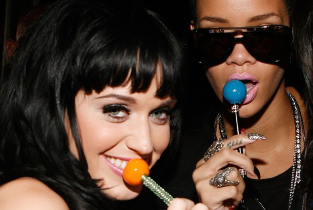 katy perry and rihanna sucking on lollipops
