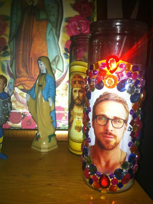 Ryan Gosling's face on a candle.