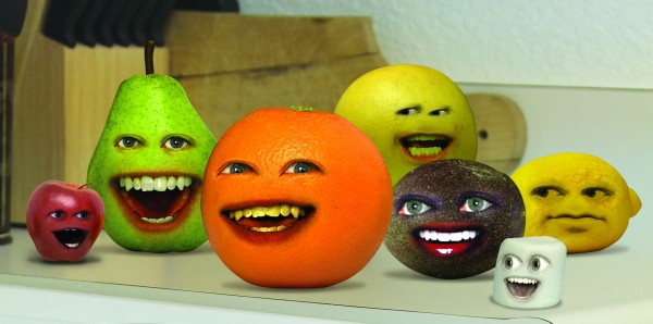 Characters in the show, The Annoying Orange.