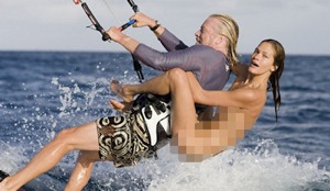 Richard Branson With a Naked Model