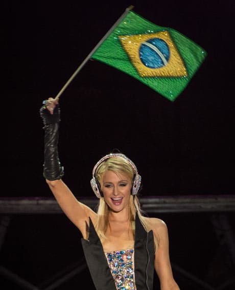 Paris Hilton Waving Brazilian Flag