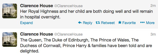 Clarence House Royal Baby Tweet