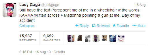 Lady Gaga Tweet - Perez Hilton feud