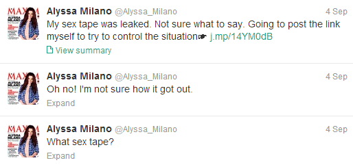 Alyssa milano sex tape tweet