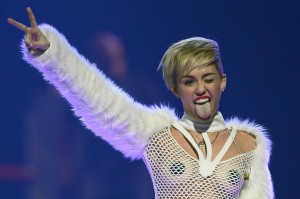 Miley Cyrus See Through White Top Black Pasties