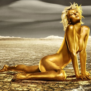 Paris Hilton naked golden champagne booze rich prosecco